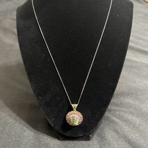 STS 925 Labradorite Garnet Pendant Necklace